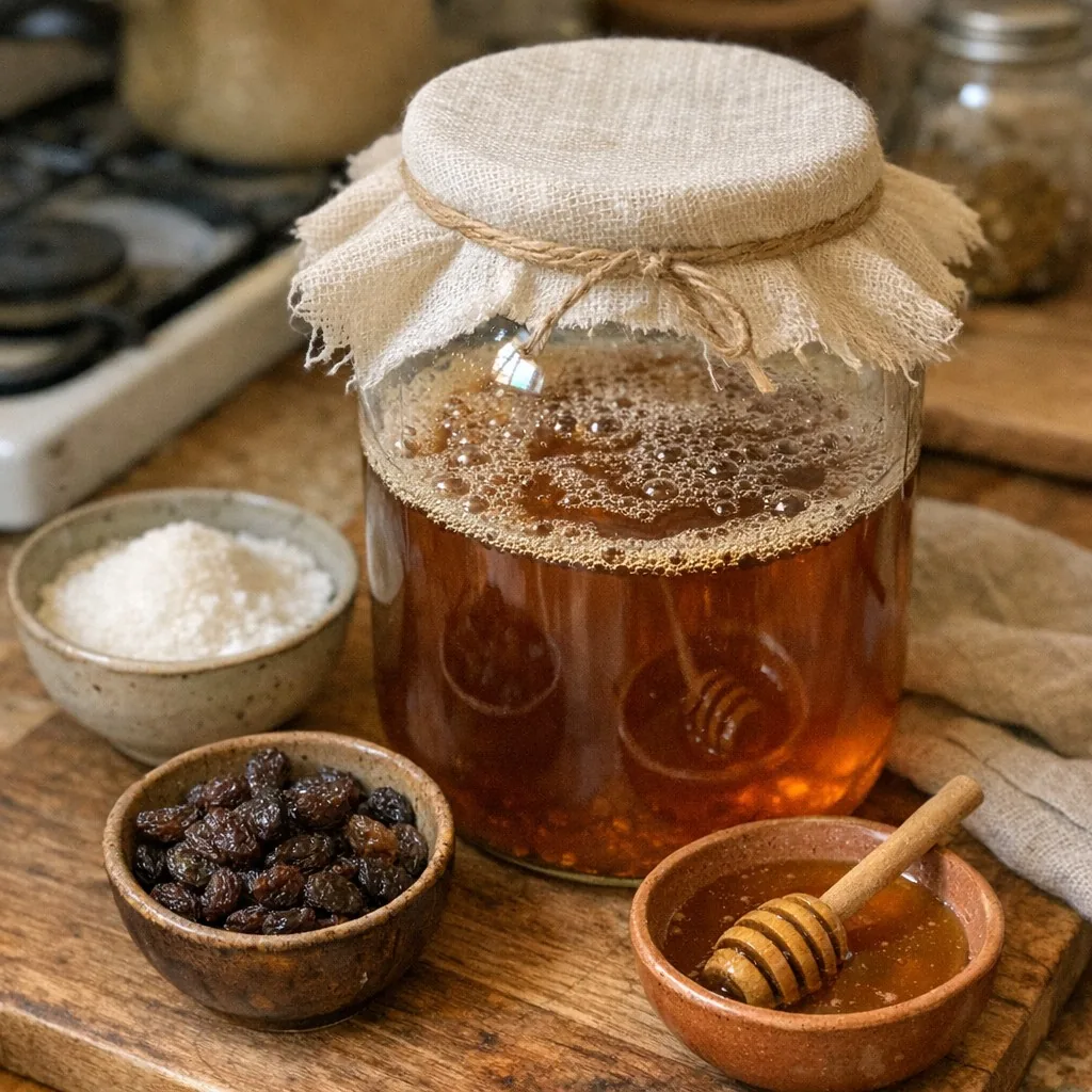 Квас: крок 7. Накрийте марлею й залиште бродити за кімнатної температури 24-48 годин