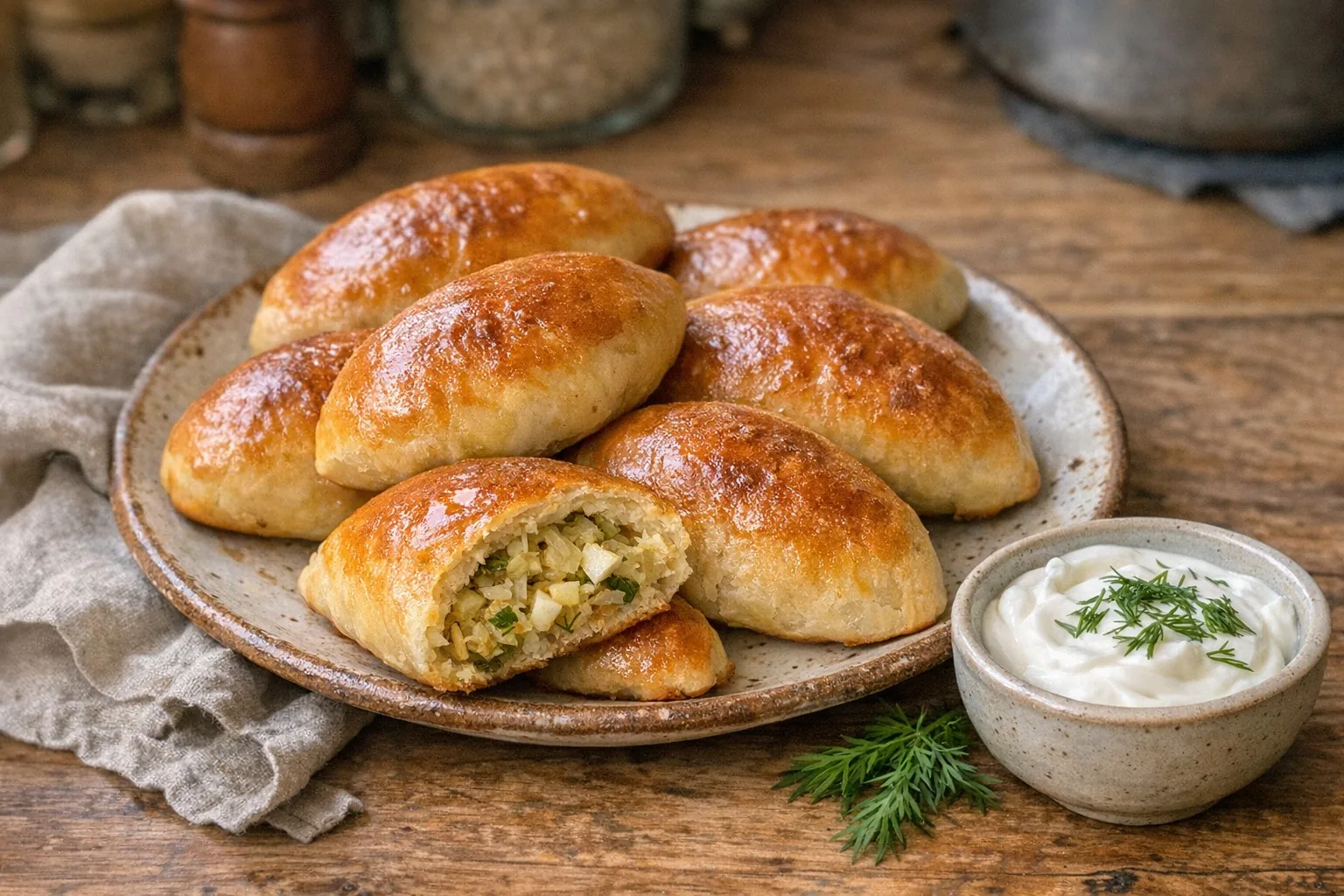 Piroshki (Пирожки / Pirozhki / Piroshky / Piroski) recipe photo: Soft stuffed buns with savory or sweet fillings, baked or fried. A classic Slavic comfort food