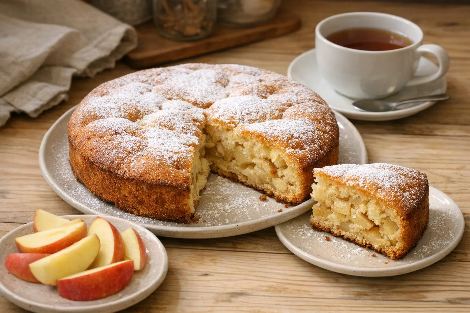 Sharlotka (Шарлотка) recipe photo: Simple Russian apple sponge cake with tender crumb and caramelized apples. Quick and comforting