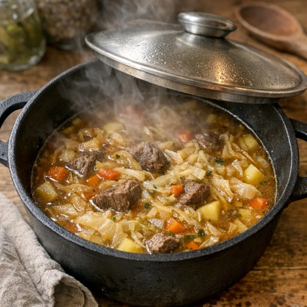 Shchi (Щи) recipe, step 8: Cook another 15-20 minutes until potatoes and cabbage are tender